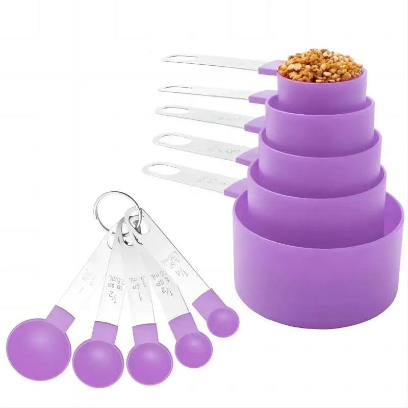 KUUJOJO Measuring Cups and Spoons Set Kitchen Nesting Measuring Cups 10 Pieces, Stackable Stainless Steel Handle Measuring Cups