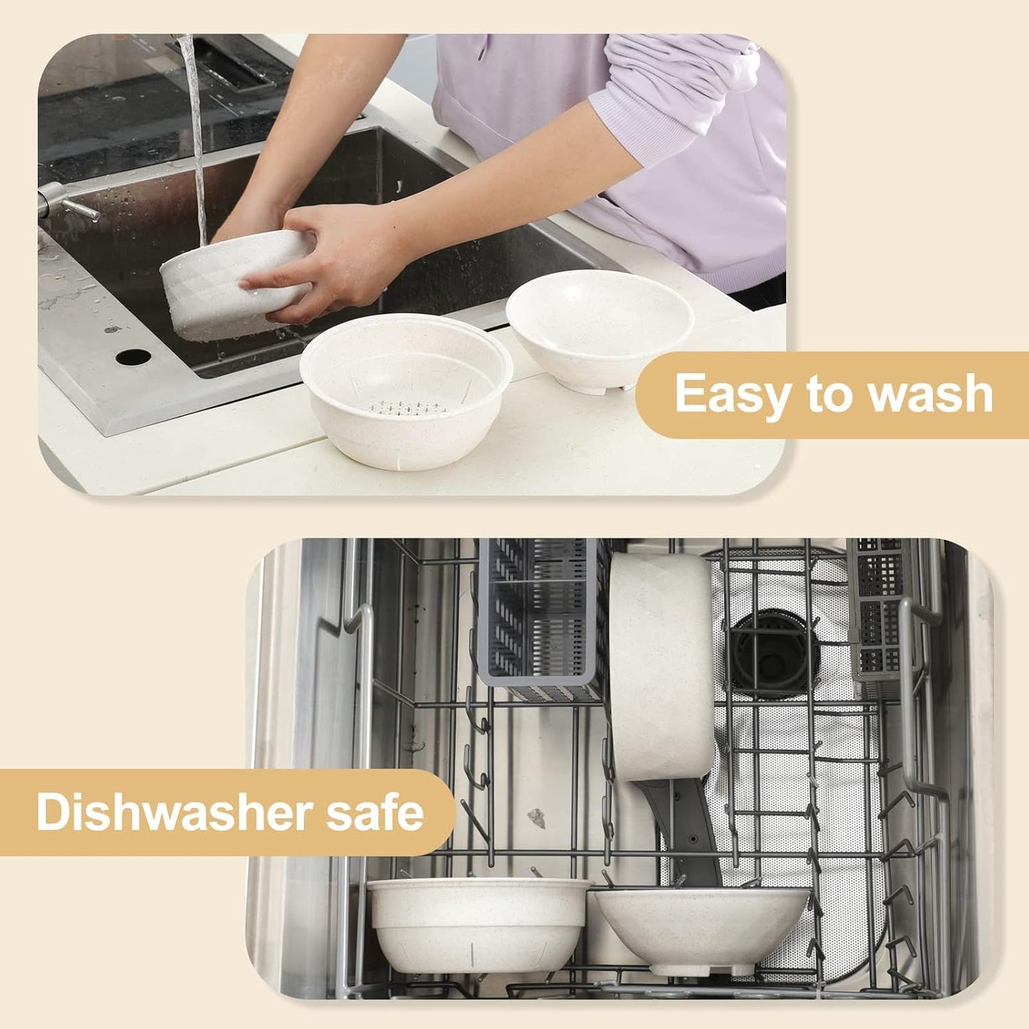 Microwave Ramen Cooker,Ramen Bowl Set,Noodle Bowl with Chopsticks and Spoon,College Dorm Room Essentials for Girls for Boys, Apartment Essentials, Dishwasher-Safe,Bpa-Free. (White)