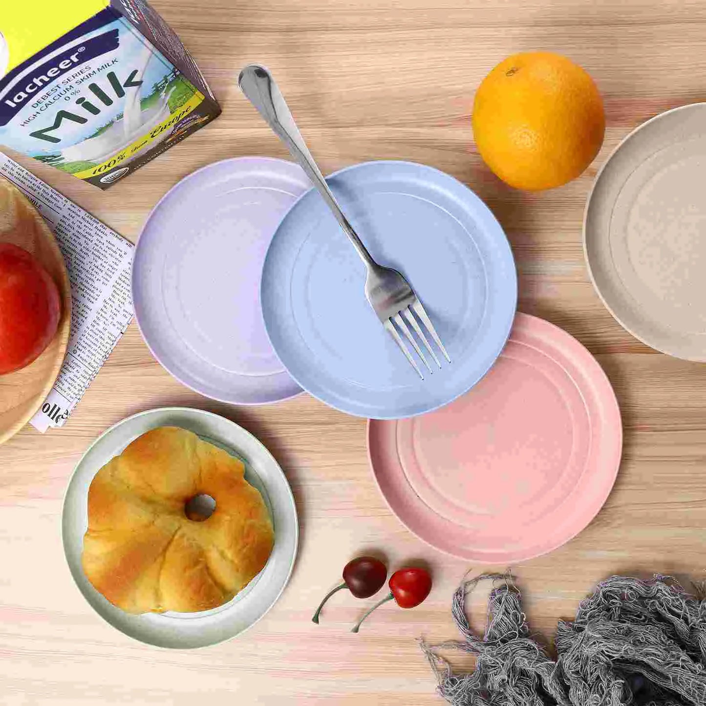 5 Pcs Straw Tableware Set Reusable Plates Dinnerware Tray Unbreakable Dishes Sturdy