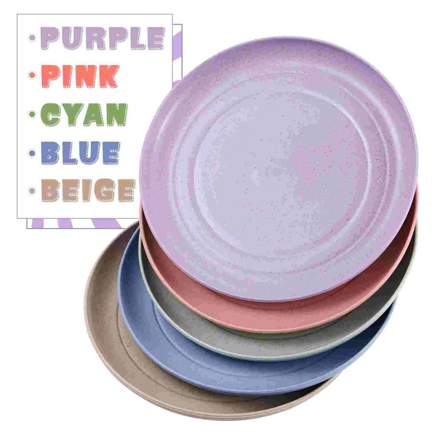 5 Pcs Straw Tableware Set Reusable Plates Dinnerware Tray Unbreakable Dishes Sturdy