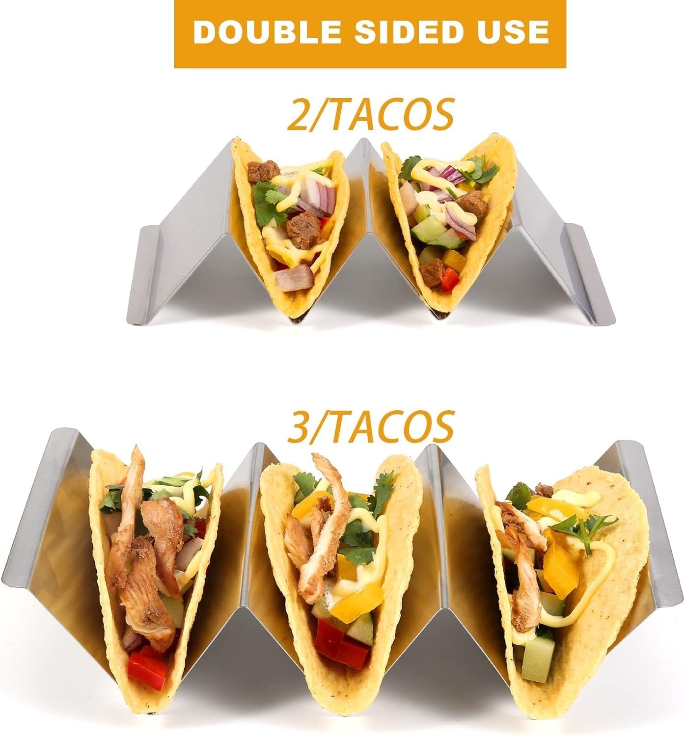Taco Holders Set of 6, Taco Stand Stainless Steel Taco Holder Easy-Access Handle