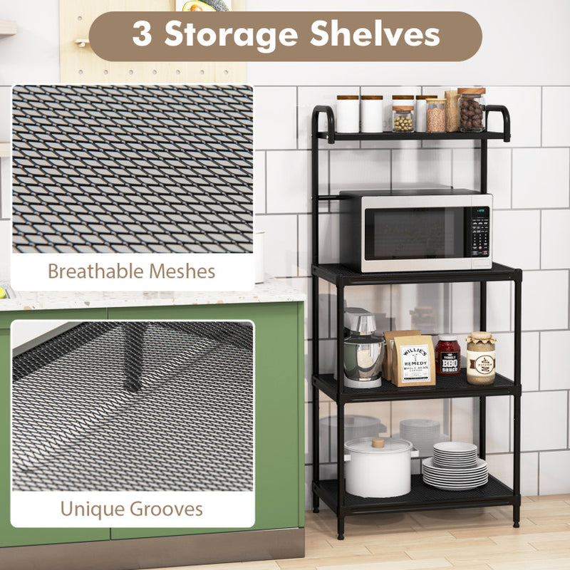 4-Tier Kitchen Microwave Storage Rack with Metal Shelves