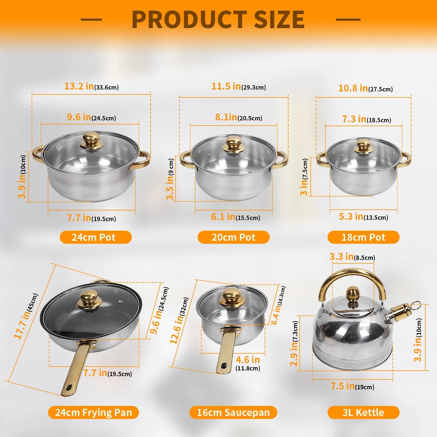 12 Piece Nonstick Stainless Steel Cookware Set, Glass