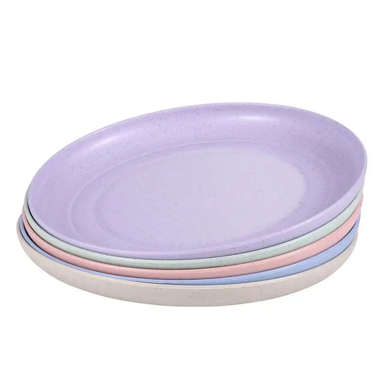 5 Pcs Straw Tableware Set Reusable Plates Dinnerware Tray Unbreakable Dishes Sturdy