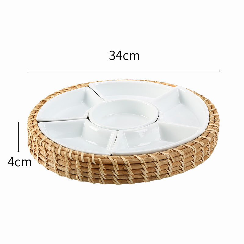 Bamboo Woven Storage Basket Tray