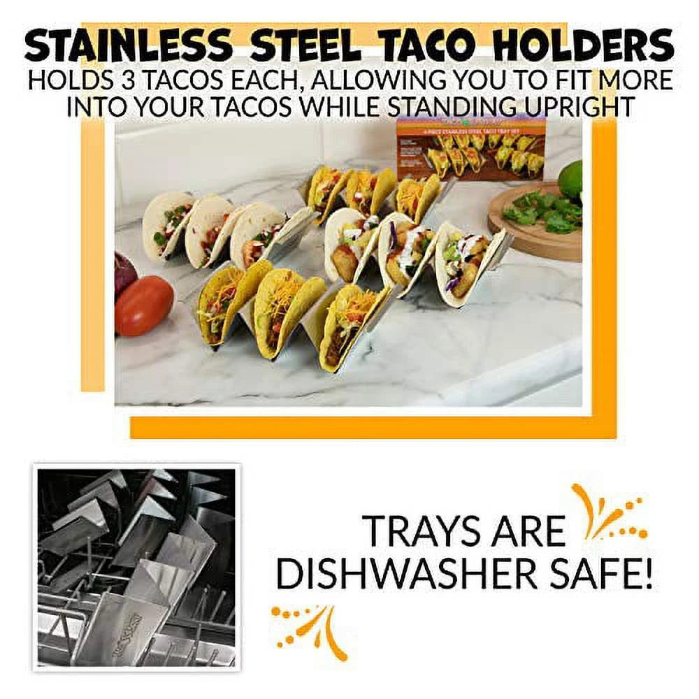 TTTK4 Taco Kit, Includes Tortilla Warmer, 3 Salsa Bowls, 4-Set Taco Shell Holders, Mortar & Pestle
