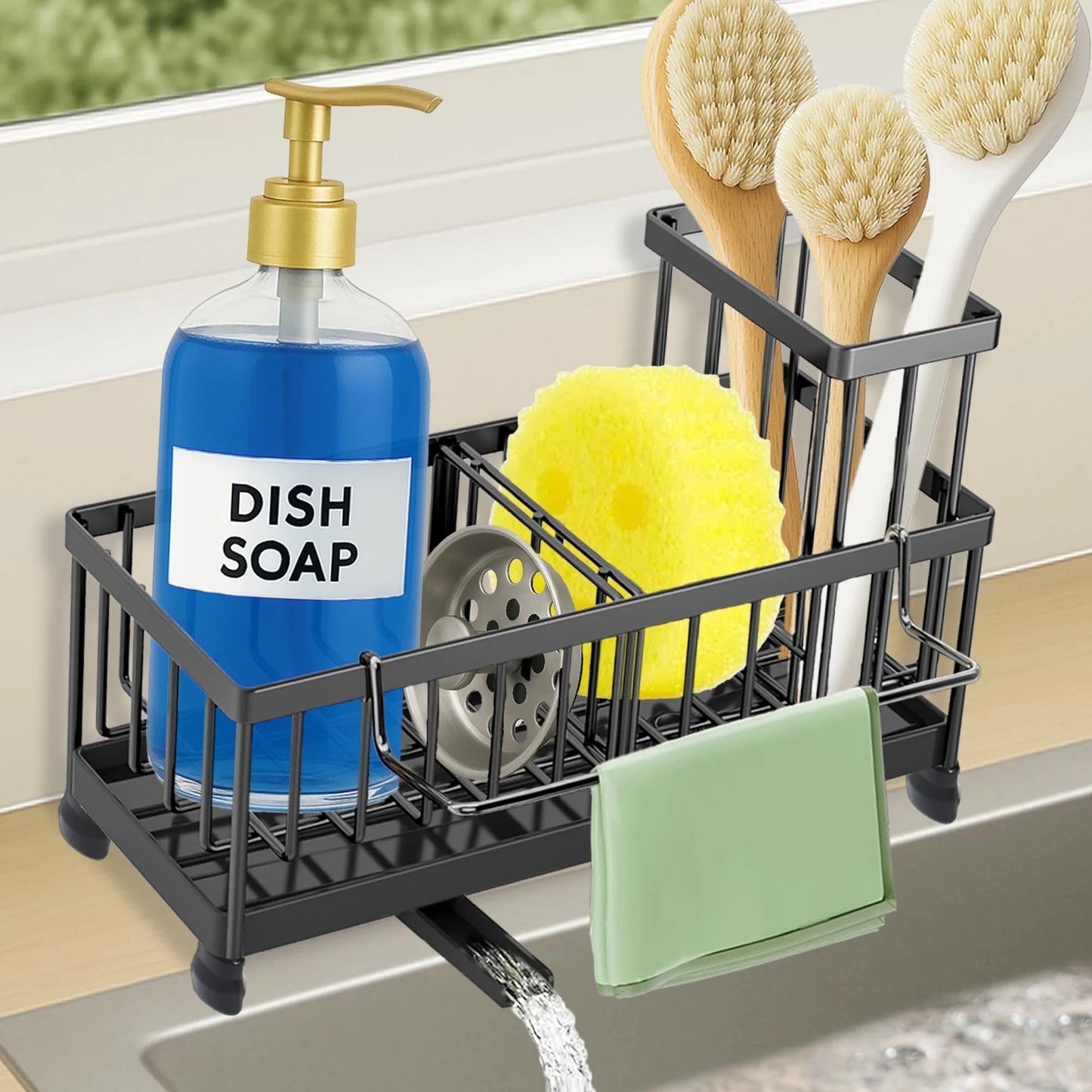 Sponge Holder for Kitchen Sink, Sink Caddy, Dish Brush Holder, Kitchen Organizer Accessories
