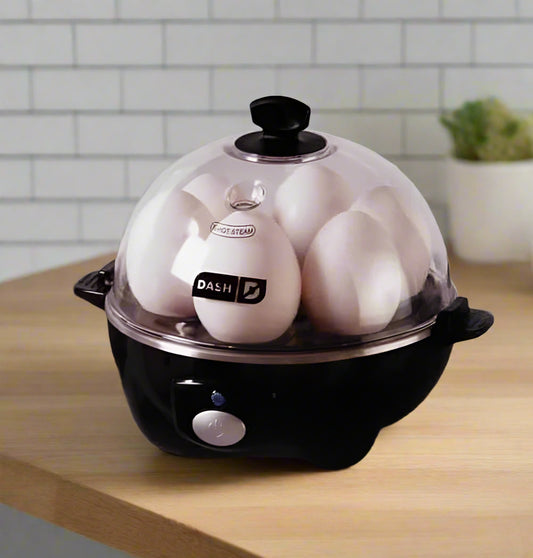 Rapid Egg Cooker: 6 Egg Capacity Electric Egg Cooker for Hard Boiled Eggs, Poached Eggs, Scrambled Eggs, or Omelets with Auto Shut off Feature - Black