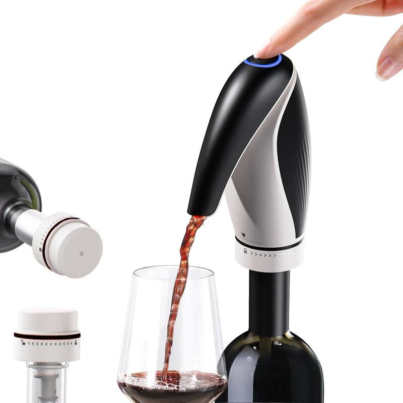 3-in-1 Electric Wine Aerator, Pourer & Vacuum Preserver with Storage Base 