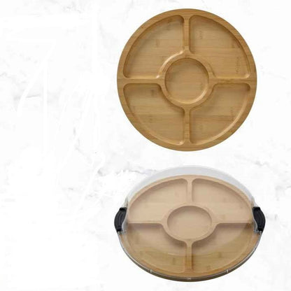 Wooden Charcuterie Board with Compartments and Lid
