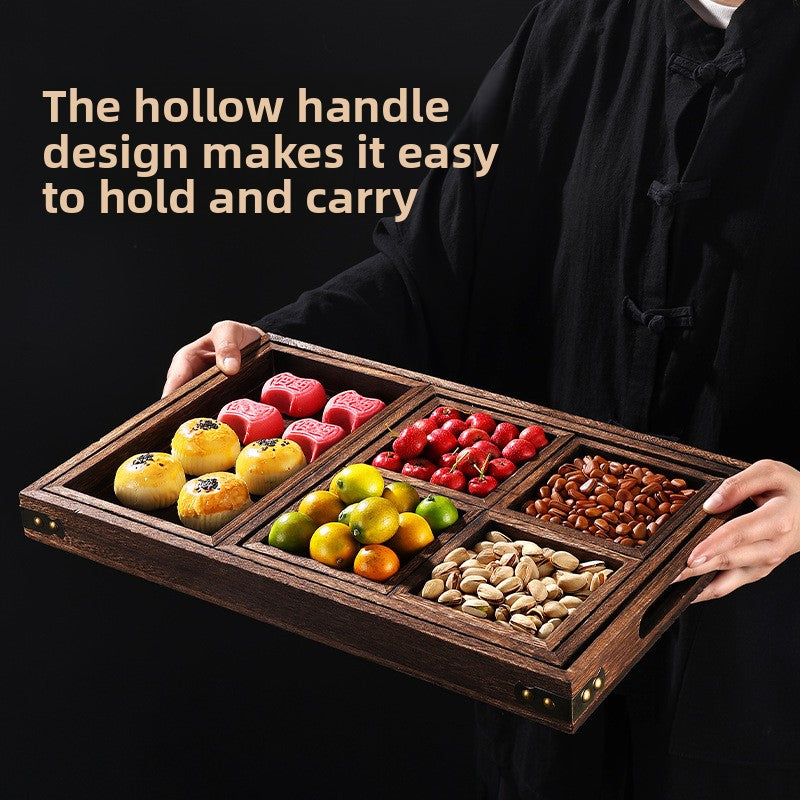18" Divided Wood Snack Tray