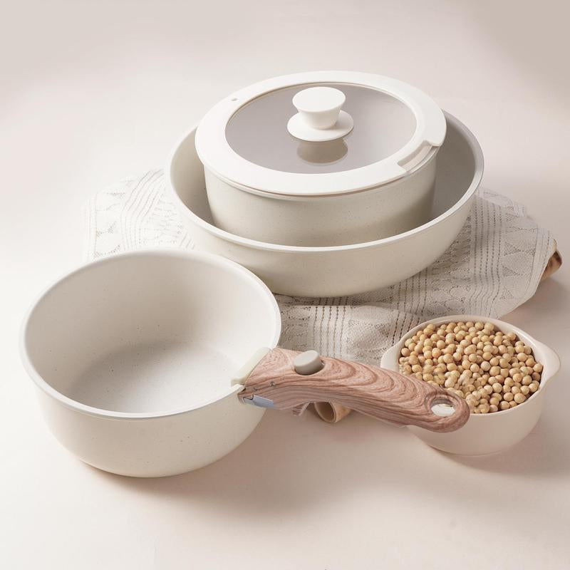 Portable Kitchen Cooking Pot Set with Detachable Handle