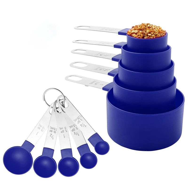 KUUJOJO Measuring Cups and Spoons Set Kitchen Nesting Measuring Cups 10 Pieces, Stackable Stainless Steel Handle Measuring Cups