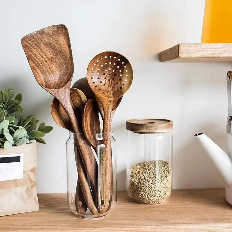 5-Piece Teak Wooden Utensil Set