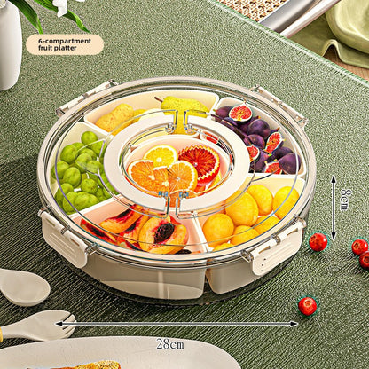 Six-Compartment Rotating Snack Box with Lid