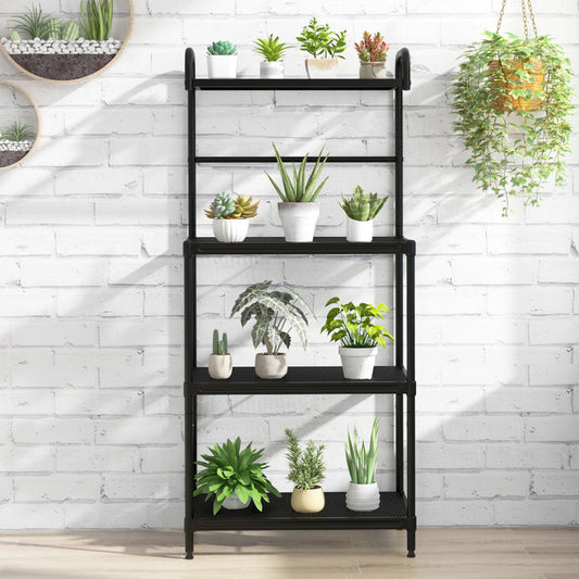 4-Tier Kitchen Microwave Storage Rack with Metal Shelves