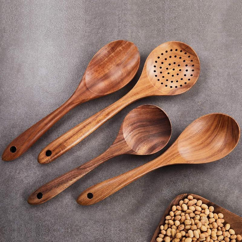 5-Piece Teak Wooden Utensil Set