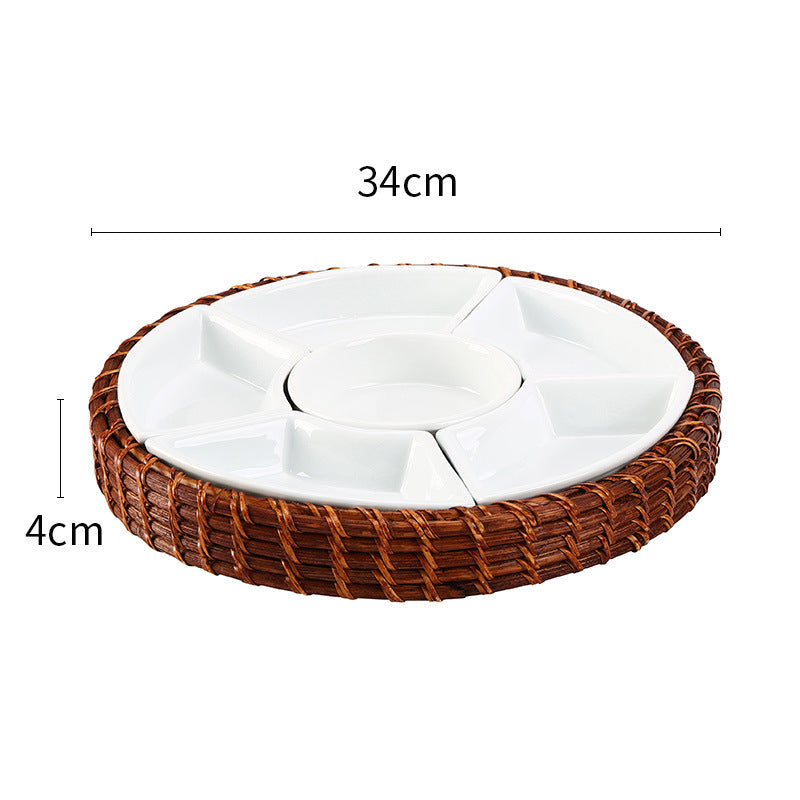 Bamboo Woven Storage Basket Tray