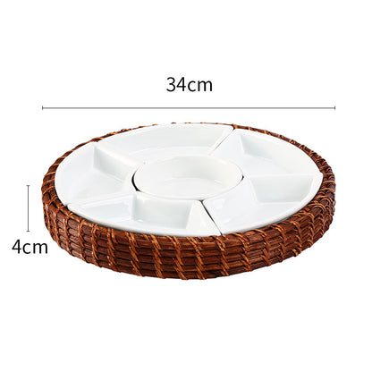 Bamboo Woven Storage Basket Tray