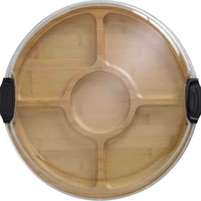 Wooden Charcuterie Board with Compartments and Lid