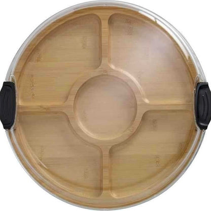 Wooden Charcuterie Board with Compartments and Lid