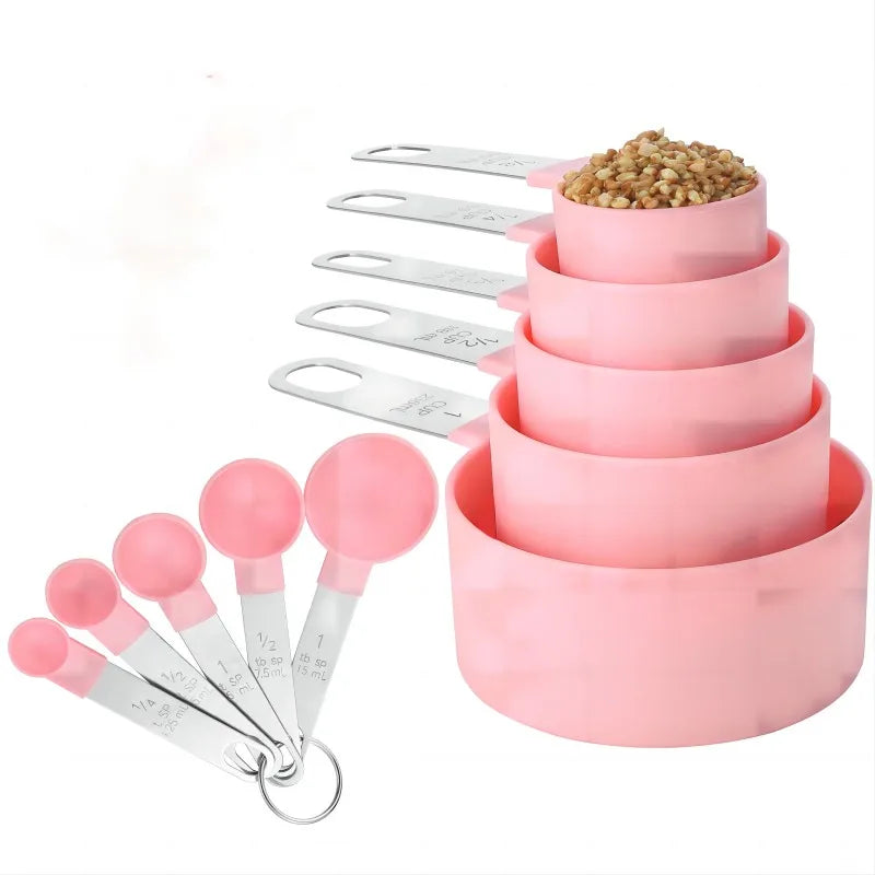 KUUJOJO Measuring Cups and Spoons Set Kitchen Nesting Measuring Cups 10 Pieces, Stackable Stainless Steel Handle Measuring Cups