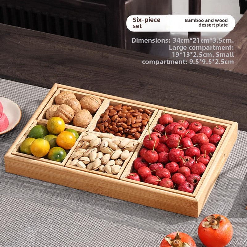 18" Divided Wood Snack Tray