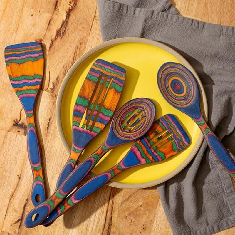 7-Piece Wooden Rainbow Utensil Set
