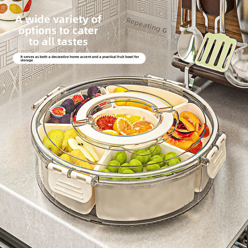 Six-Compartment Rotating Snack Box with Lid