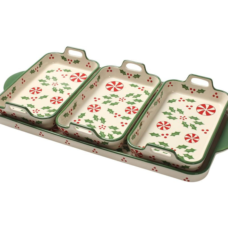 3 Mini Ceramic Baking Dishes, Oven-Safe up to 500°F
