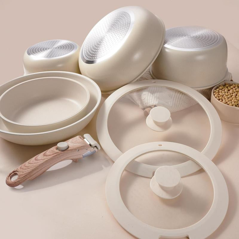 Portable Kitchen Cooking Pot Set with Detachable Handle