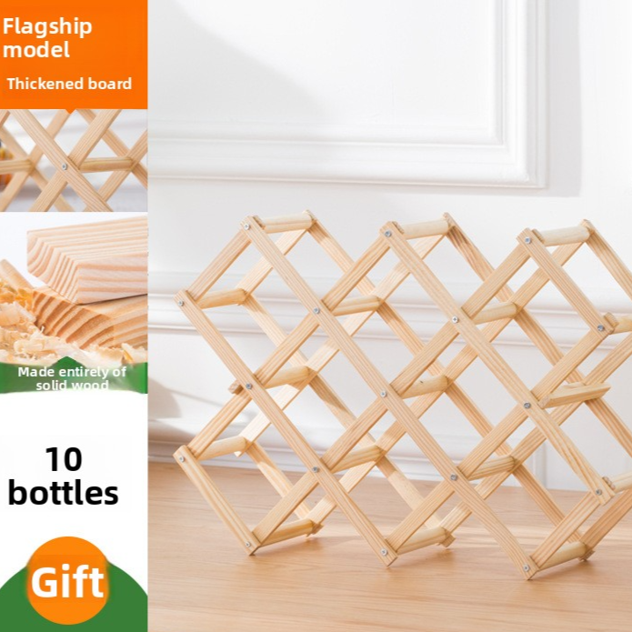 Vintage Foldable Wood Wine Rack