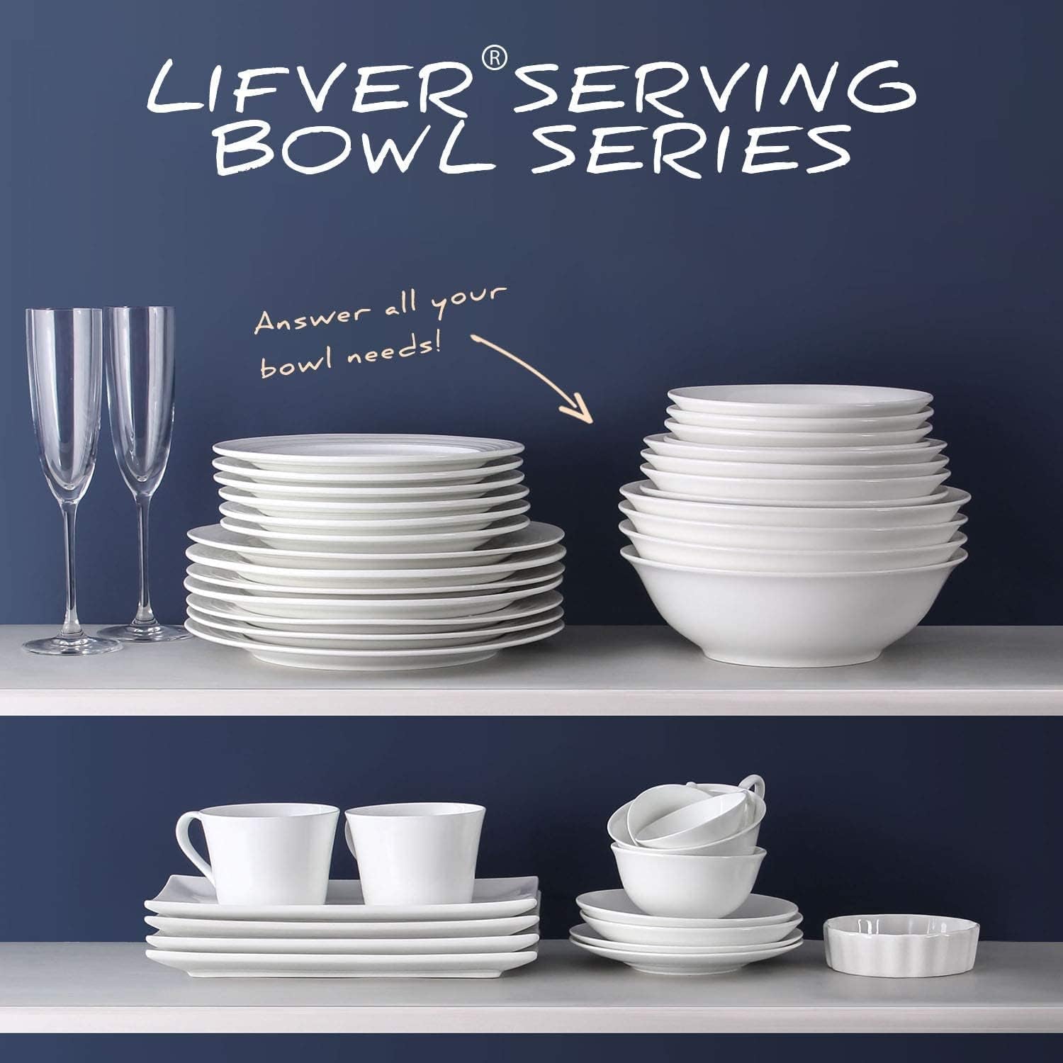 48 Oz White Ceramic Bowls, Set of 4, Large Deep Bowls for Soup, Salad, Pasta, Noodle Pho, Cereal, Dishwasher & Microwave Safe
