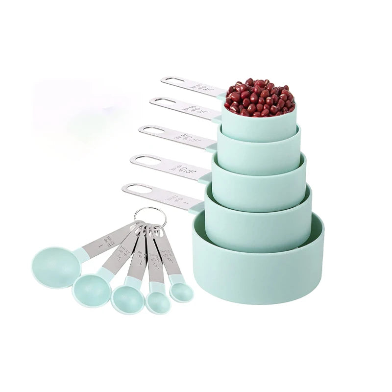 KUUJOJO Measuring Cups and Spoons Set Kitchen Nesting Measuring Cups 10 Pieces, Stackable Stainless Steel Handle Measuring Cups