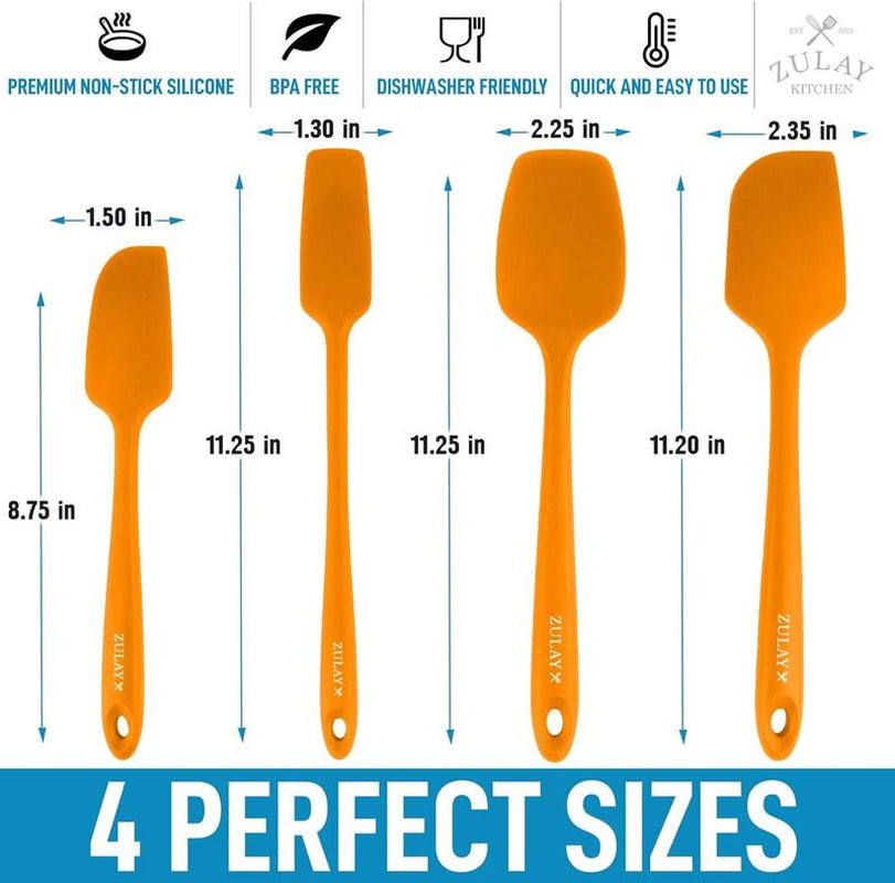 Kitchen Silicone Spatula Set (4-Piece) Heat-Resistant, Nonstick Safe, Dishwasher-Safe, Spatulas for Baking, Cooking & Mixing