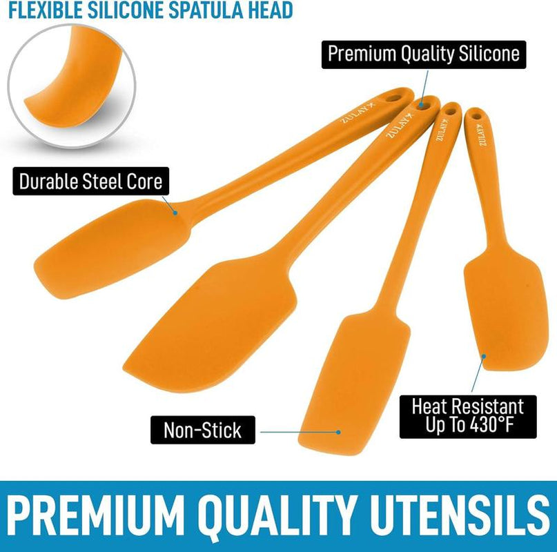 Kitchen Silicone Spatula Set (4-Piece) Heat-Resistant, Nonstick Safe, Dishwasher-Safe, Spatulas for Baking, Cooking & Mixing