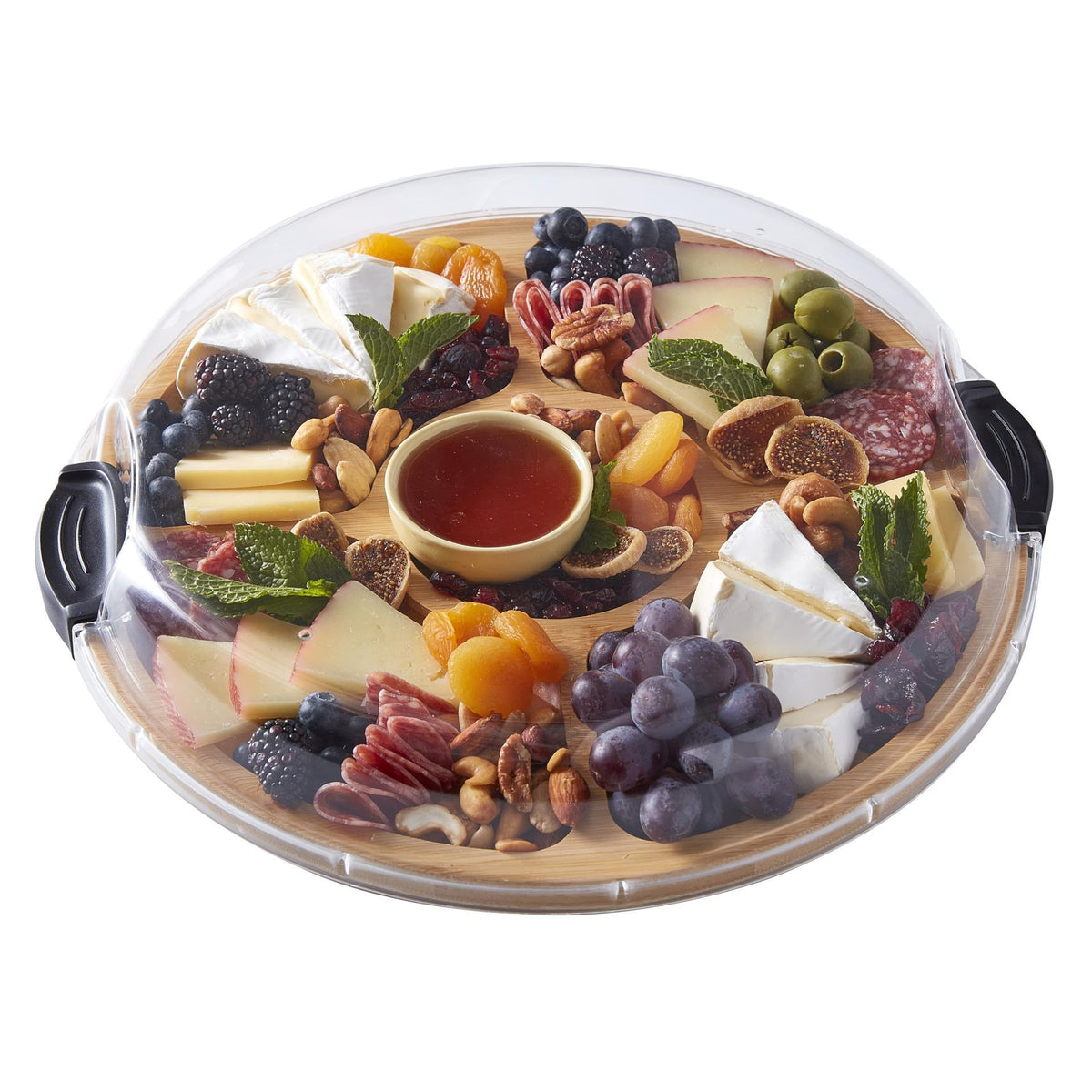 Wooden Charcuterie Board with Compartments and Lid