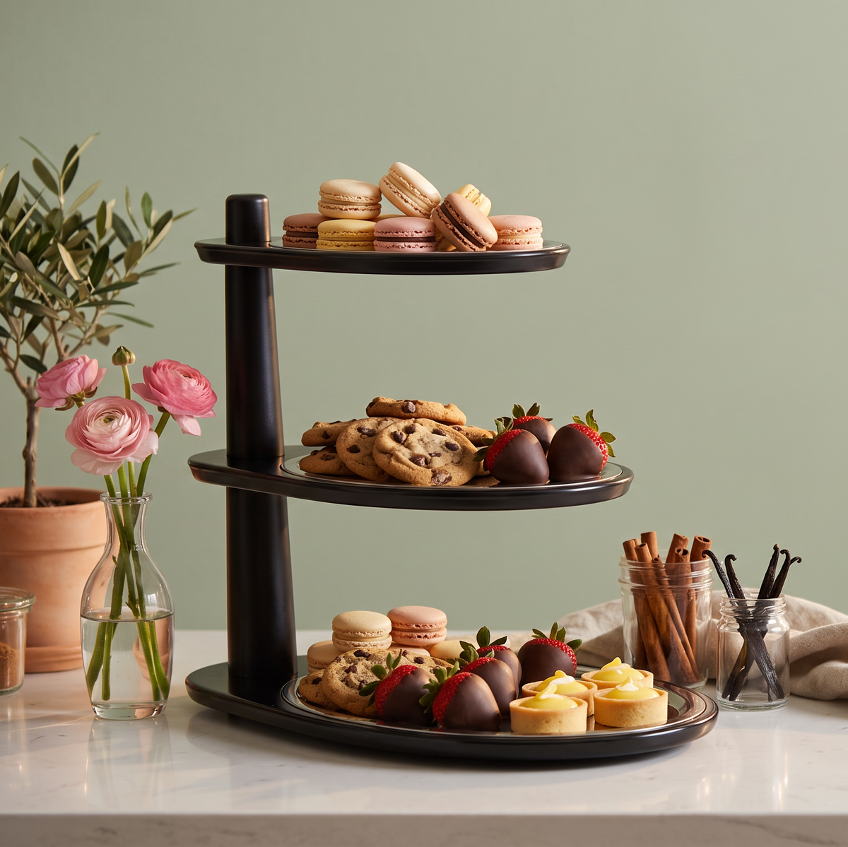 3-Tier Rotating Serving Stand