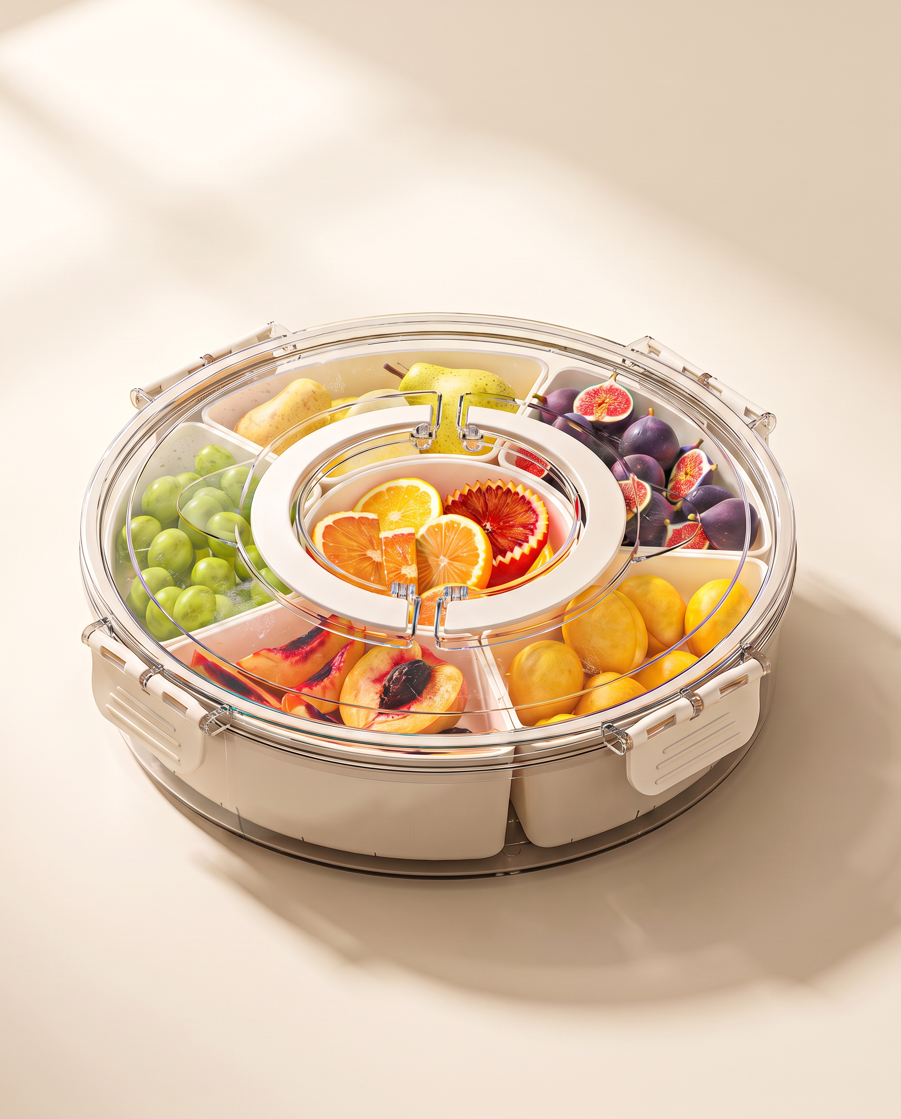 Six-Compartment Rotating Snack Box with Lid