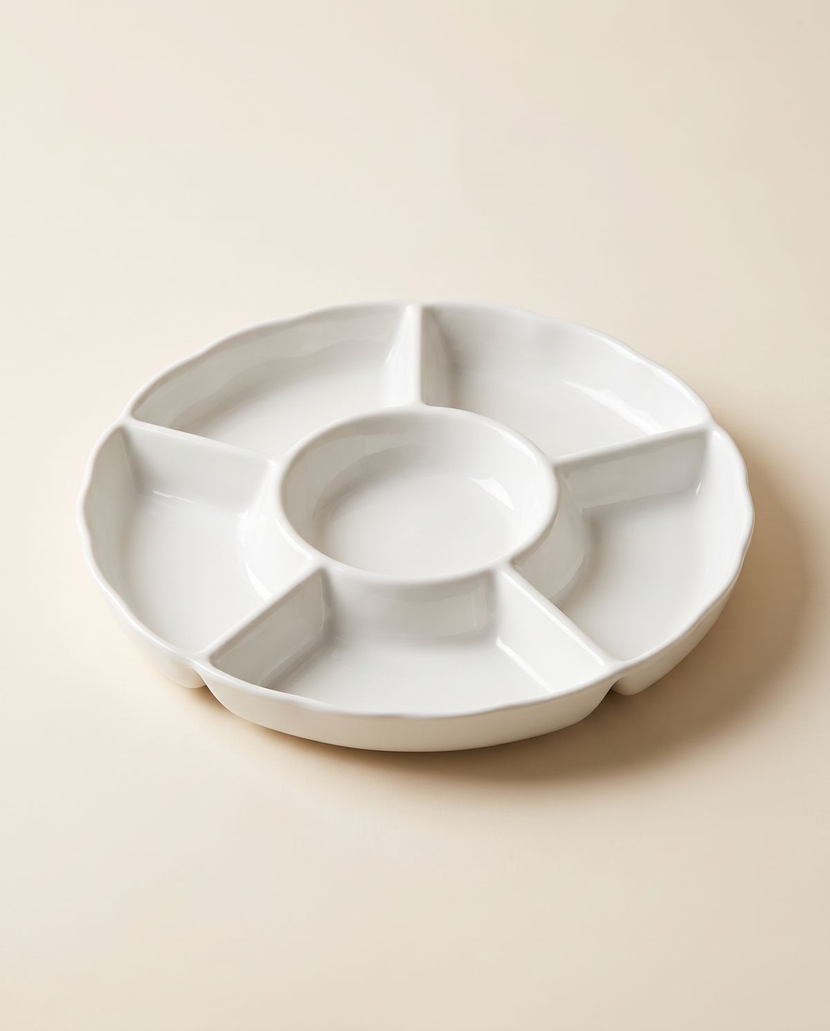 Ivory Scalloped Five-Compartment Serving Platter
