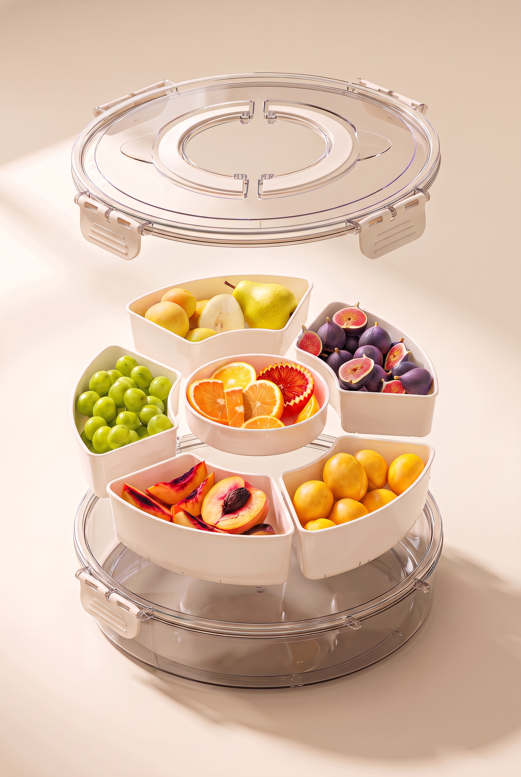 Six-Compartment Rotating Snack Box with Lid