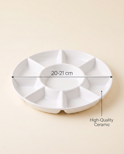 Ivory Scalloped Five-Compartment Serving Platter