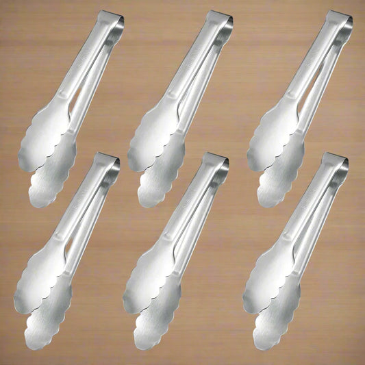 6 Pcs 7 Inch Stainless Steel Serving Tongs Small Buffet Tongs for Cooking Toast