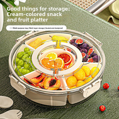 Six-Compartment Rotating Snack Box with Lid