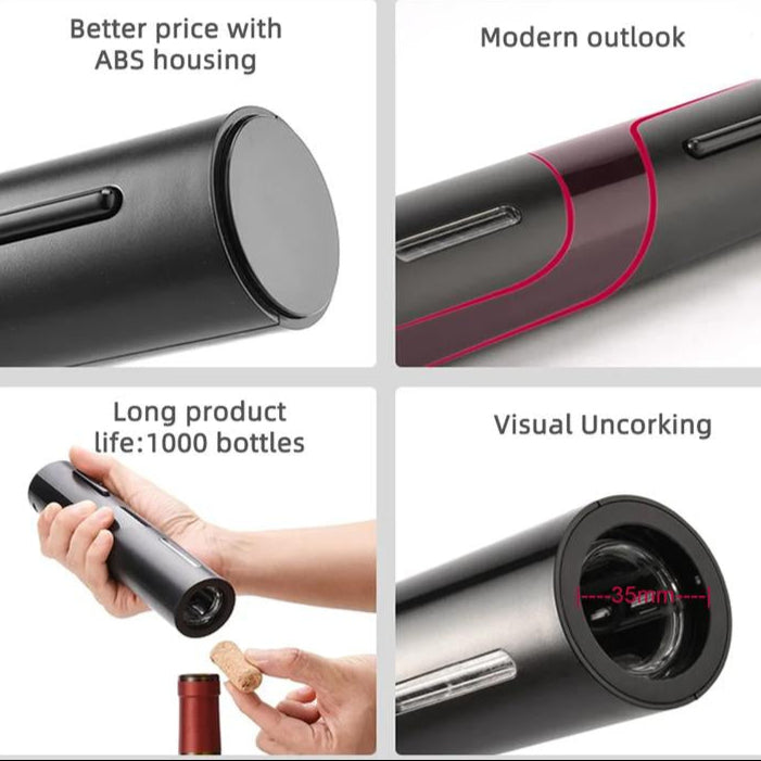 4 in 1 Electric Wine Opener Set - Electric Corkscrew with Foil Cutter, Wine Pour and Vacuum Stopper