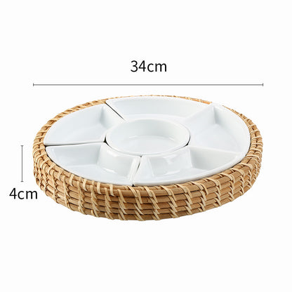 Bamboo Woven Storage Basket Tray
