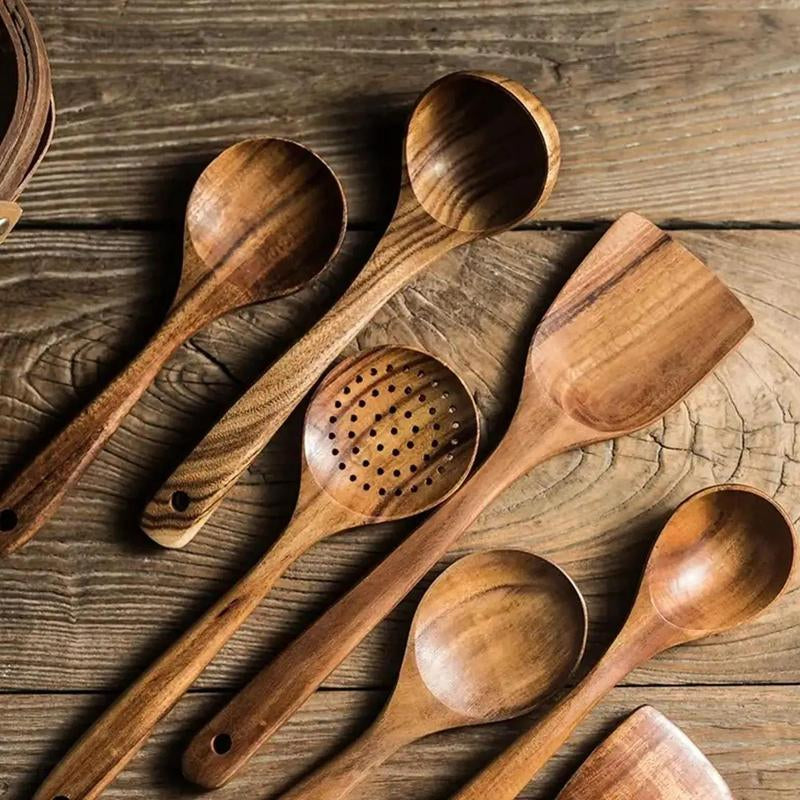 5-Piece Teak Wooden Utensil Set