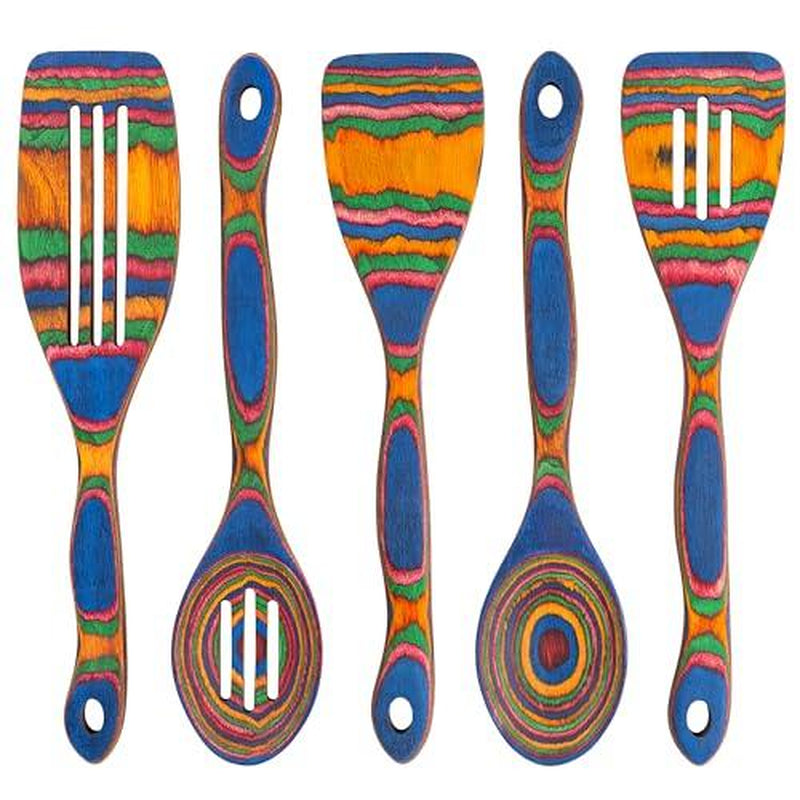 7-Piece Wooden Rainbow Utensil Set
