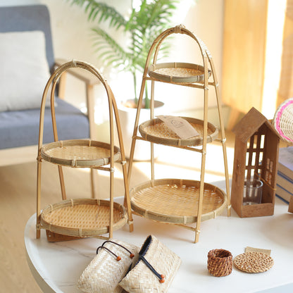 Bamboo Woven Storage Basket Tray