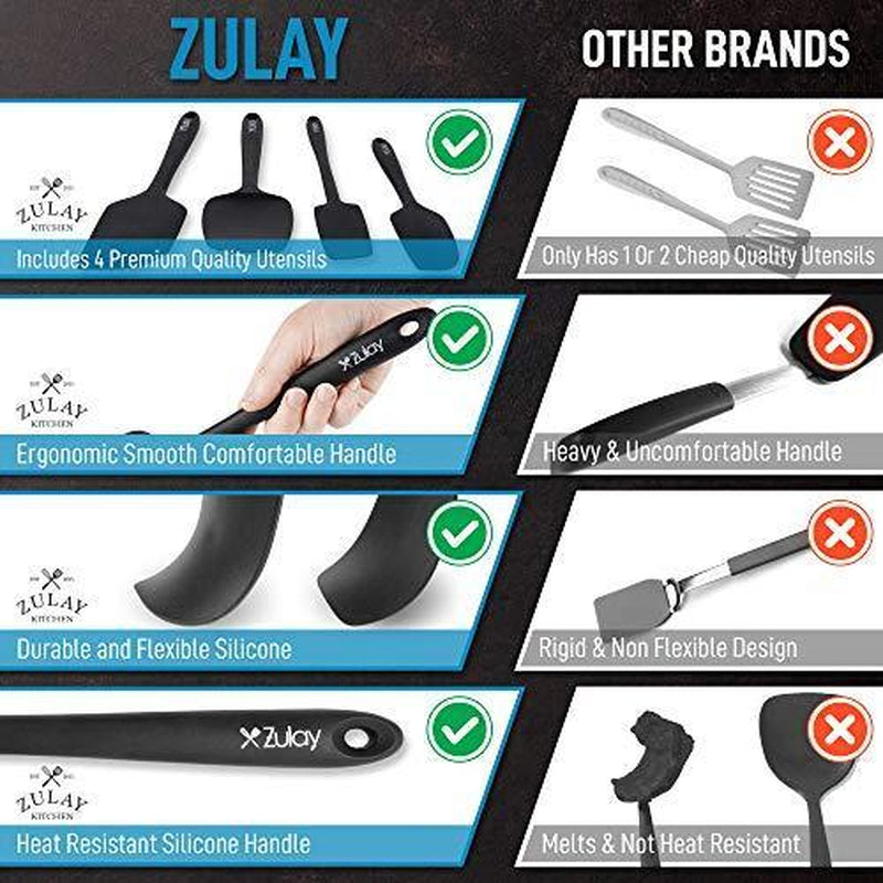 Kitchen Silicone Spatula Set (4-Piece) Heat-Resistant, Nonstick Safe, Dishwasher-Safe, Spatulas for Baking, Cooking & Mixing